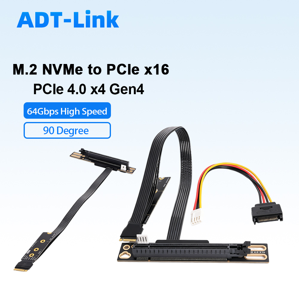 Pcie 4.0 X16 Riser Cable 90 Degree - M.2 NVMe to PCIe 4.0 x16