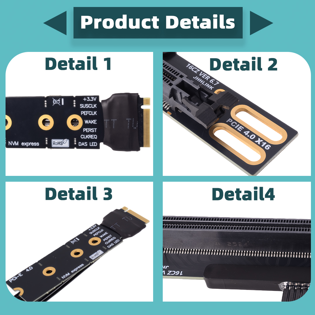 M.2 NVMe to PCIe 4.0 x16 Riser - Pcie 4.0 X16 Riser Cable 90 Degree 评论和价格